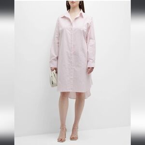 NWT! Harshman,  Willow Shirt Dress, White/Rose Pink Stripes, Medium -MSRP $244